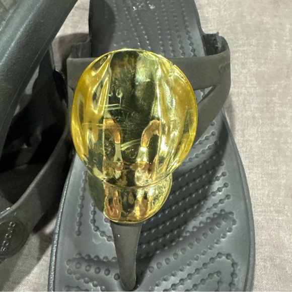 CROCS Black Sandals with Gold Accent - Picture 4 of 5